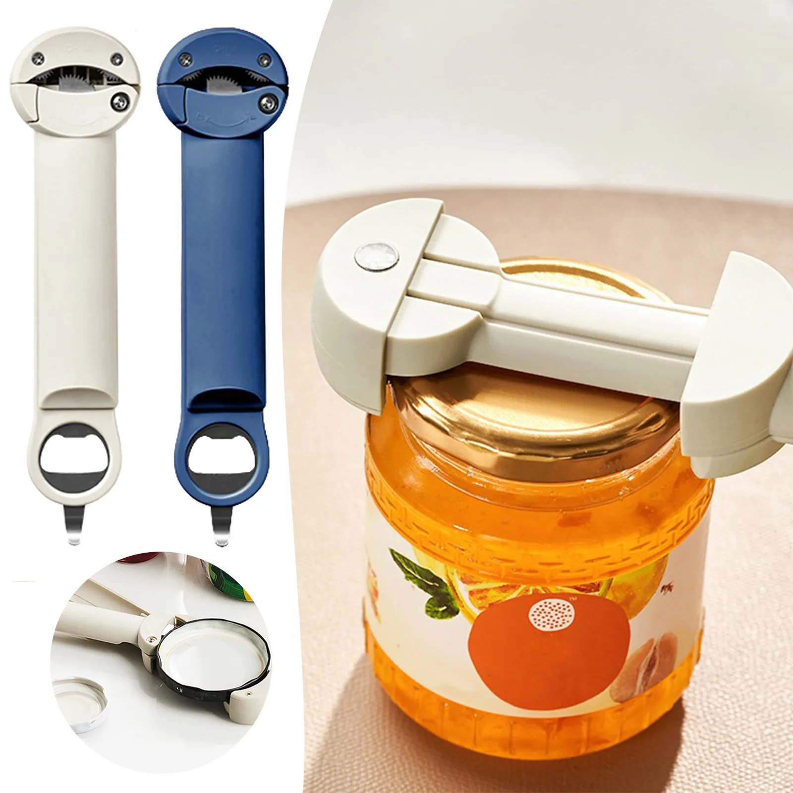 

2.5-9.5cm Adjustable Lid Multifunctional Retractable Bottle Opener Stainless Steel Can Opener Wine Beer Opener Kitchen Gadget