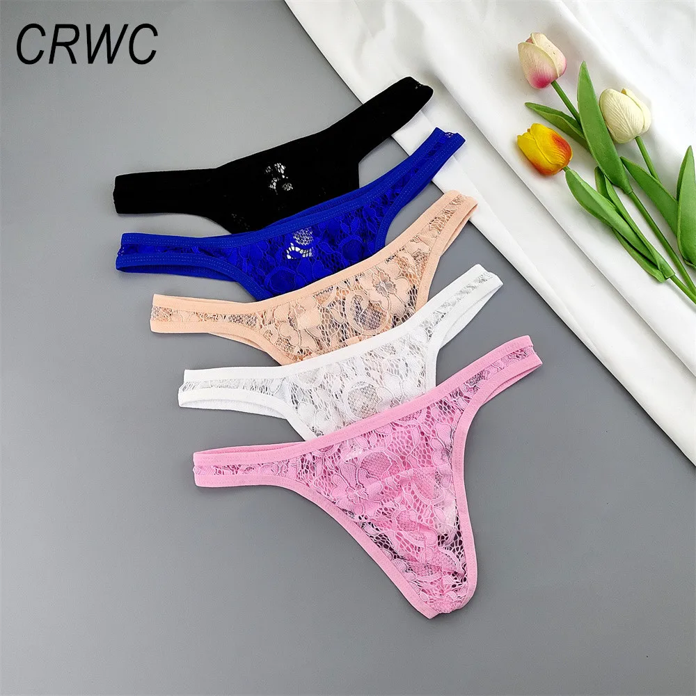 Description Picture 2 of itemSexy Men's Erotic Panties Semi Transparent Floral Lace Thongs G String Plus Size Male Underwear Lingerie