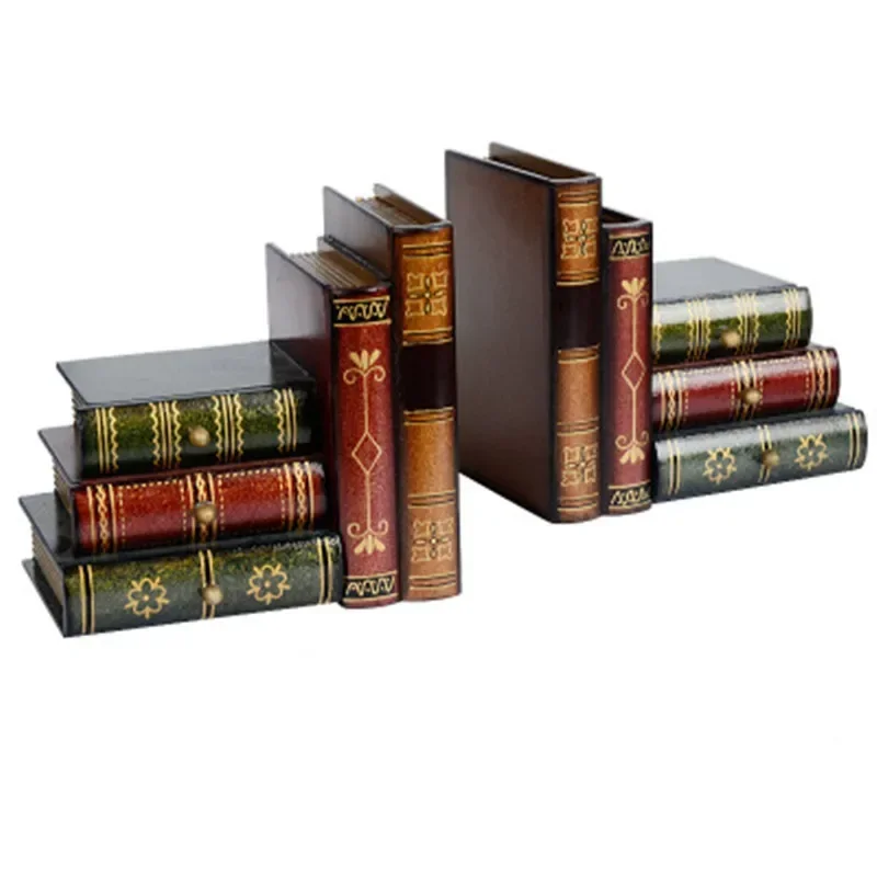 Vintage Faux Bookends Decorative Home Office Storage Organizer Box Home Organization and Storage