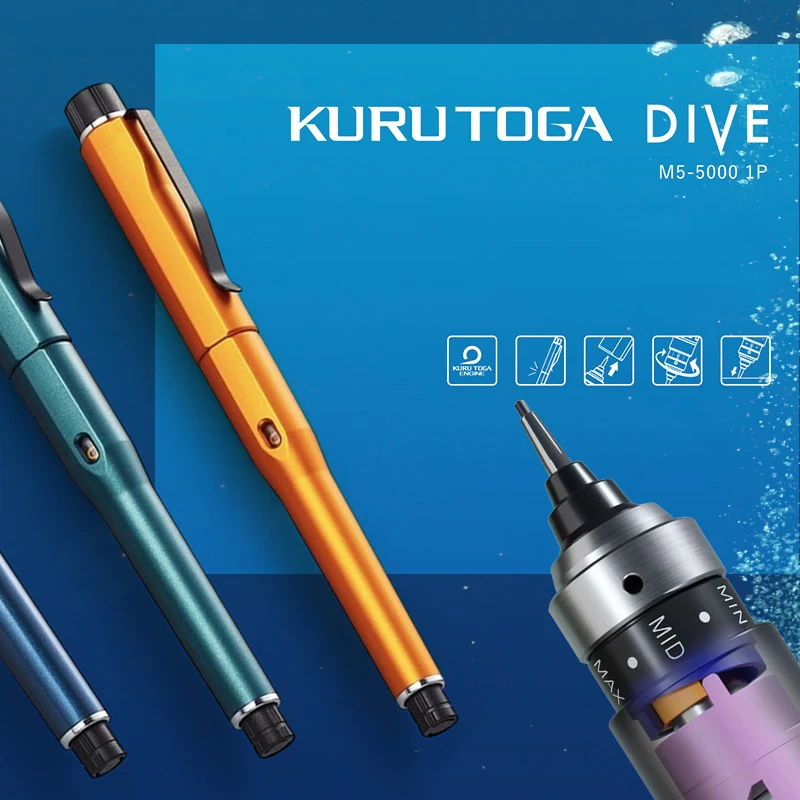 

New Japan Uni Kuru Toga DIVE Mechanical Pencil M5-5000 Automatic Core/lead Self-revolving 0.5mm Advanced Drawing Art Stationery