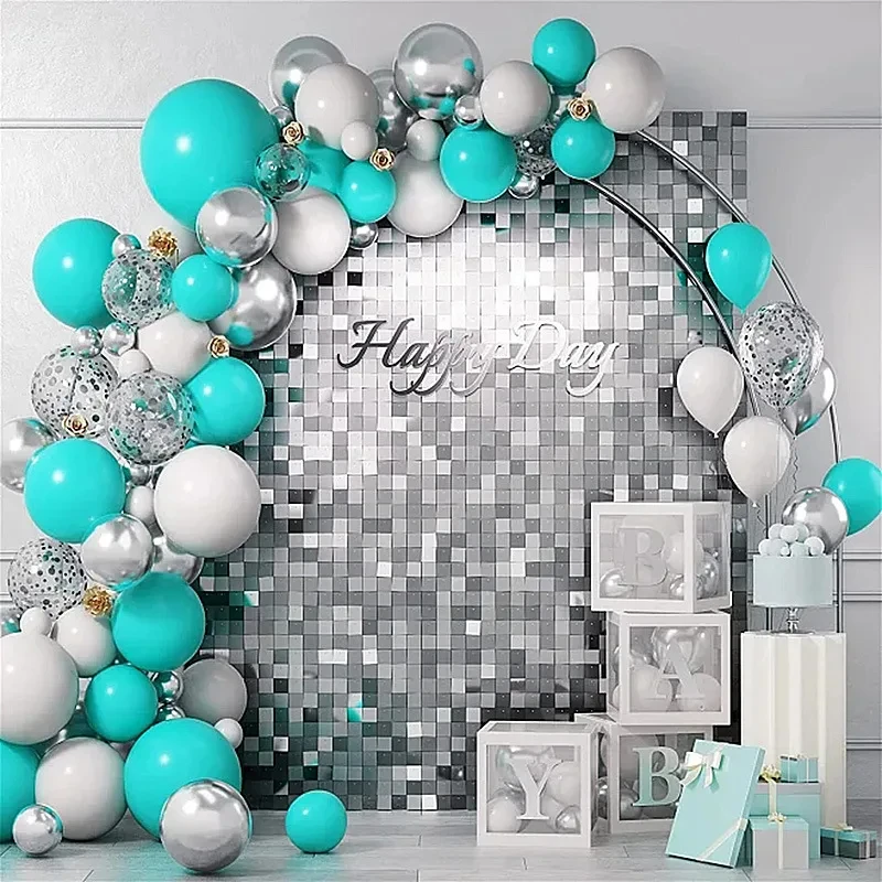 

90x180cm Shimmer Wall Backdrop 18Pcs Iridescent Silver Sequin Shimer Wall Panels for Birthday Party Wedding Marriage Decorations