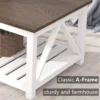Farmhouse Coffee Table, Rustic Vintage Living Room Table with Shelf, 40 White 6