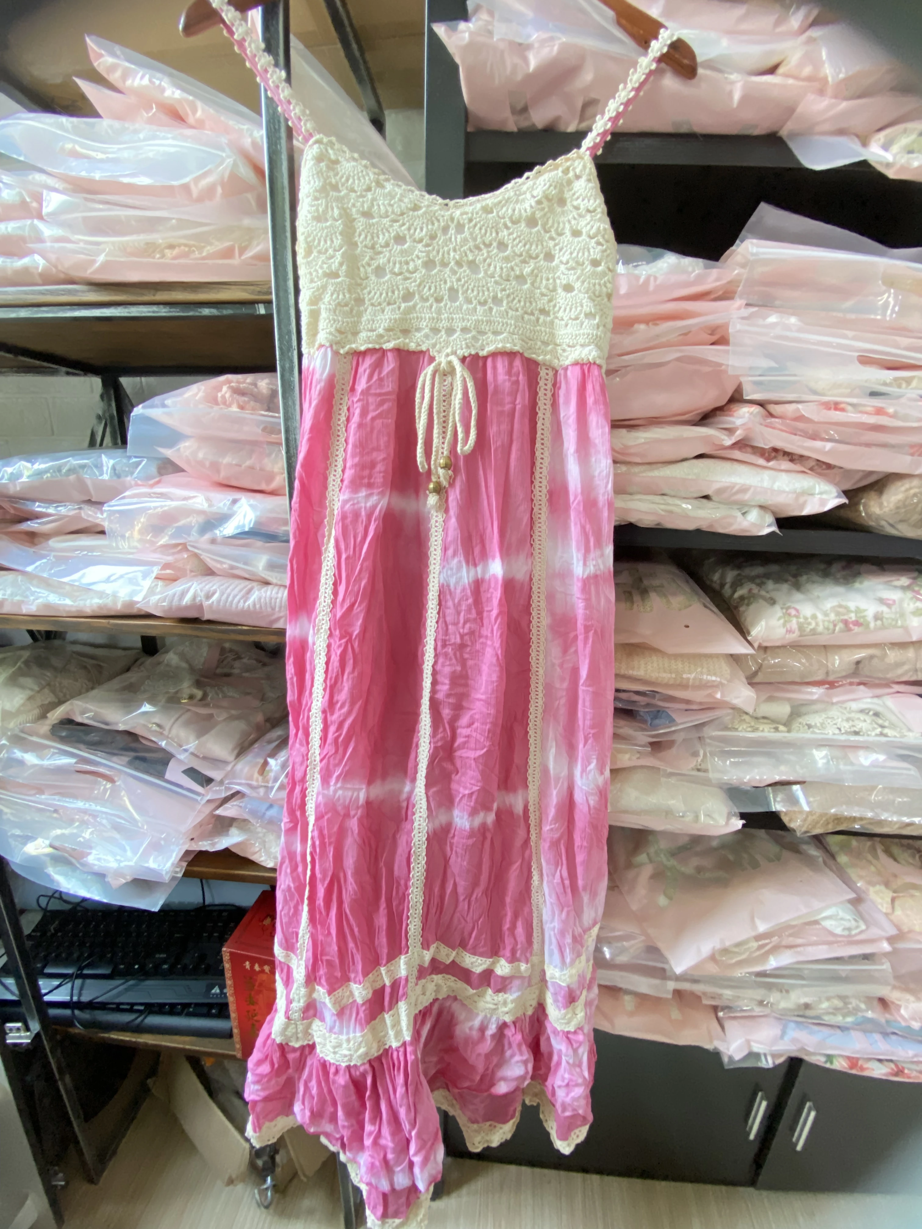 

Japan Liz Lisa Unique Cotton Lace Vacation Tie Dyed Beach Wear Long Dresses