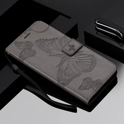 Elegant Leather Flip Wallet Case | Butterfly Embossed Design with Card Holder - iPhone 15 Plus (GRAY)