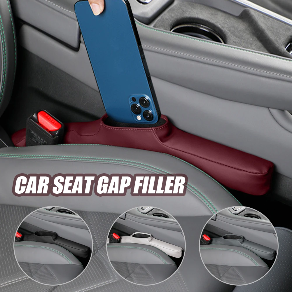 

New Car Seat Gap Filler Universal PU Leather Left Right Seat Gap Plug Center Console Storage Box Organizer For Car SUV Truck
