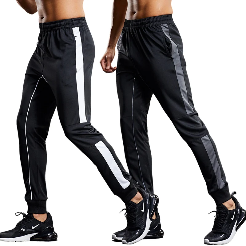 Mens Running Sport Pants with Zipper Pockets Football Training Joggings Sweatpants Basketball Soccer Trousers Plus Size for Male