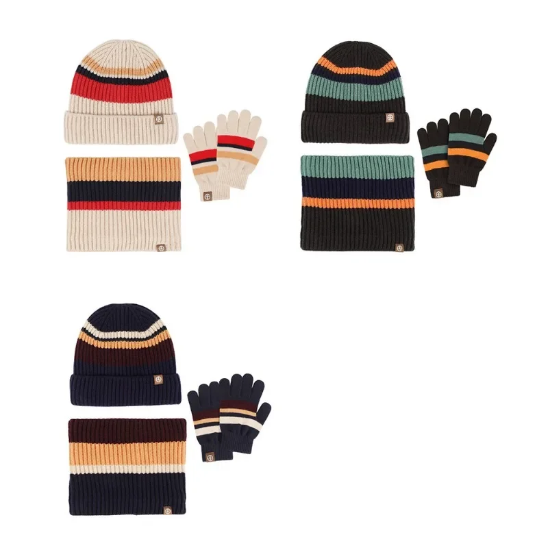 Luxurious Winter Hat Scarf Gloves Set for Kids 2-10 Years Old Boys and Girls Thermal Wool Ear Protection Knit Beanie Snood Scarf