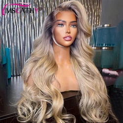 Ash Grey Blonde Lace Front Wigs Body Wave Brazilian Virgin Human Hair Wigs For Women 13x4 Ombre HD Transparent Lace Frontal Wig