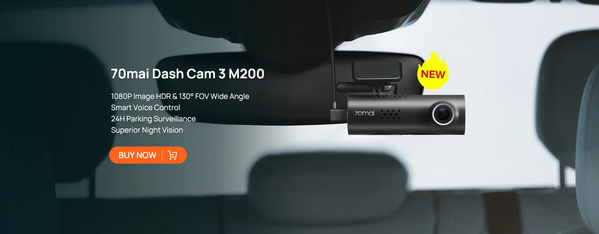 70mai Dash Cam 3 M200 APP Voice Control 1080P HDR Night Vision 24H