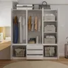 Large Armoire Wardrobe Closet with Drawers and Shelves, White Bedroom Armoires with 6 Doors 2 Hanging Rods, Wooden Freestanding 4