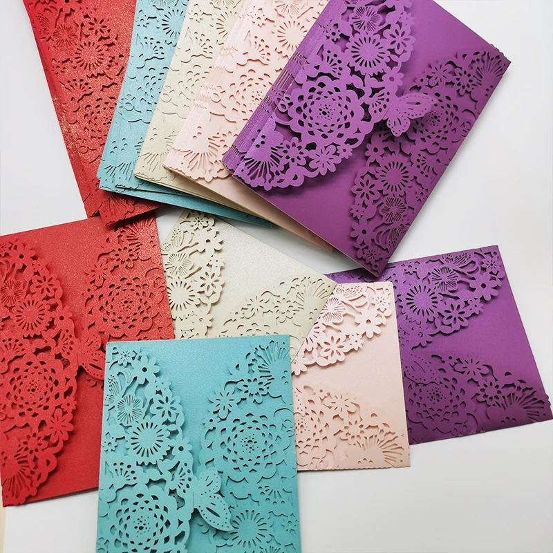 Wedding Invitation Envelopes 10pcs Glitter Butterfly Invitation Card Envelopes