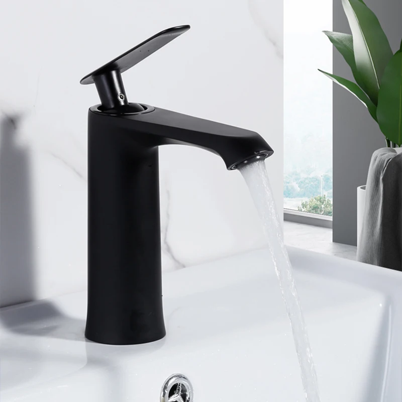 

Black/Chrome Faucet Bathroom Basin Faucets Blacked Hot Cold Mixer Tap Single Hole Deck Mounted Tapware Brass Chrome Finished