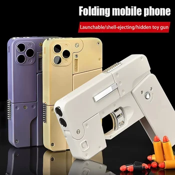 Folding Mobile Phone Soft Bullet Launcher Shell Throwing Child Simulation Toy Gun Model 1