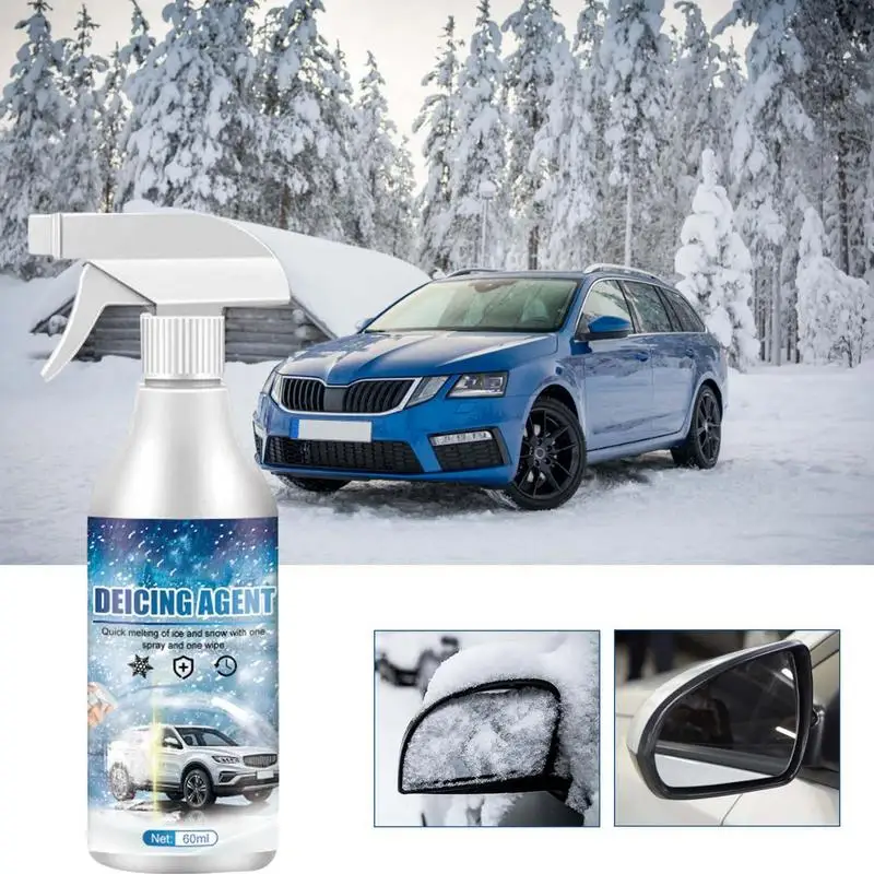 

60ml Snow Melting Spray Powerful Fast Melting Snow Cleaner Anti Snow Agent Auto Supplies Winter For Exhaust Pipe Rearview Mirror