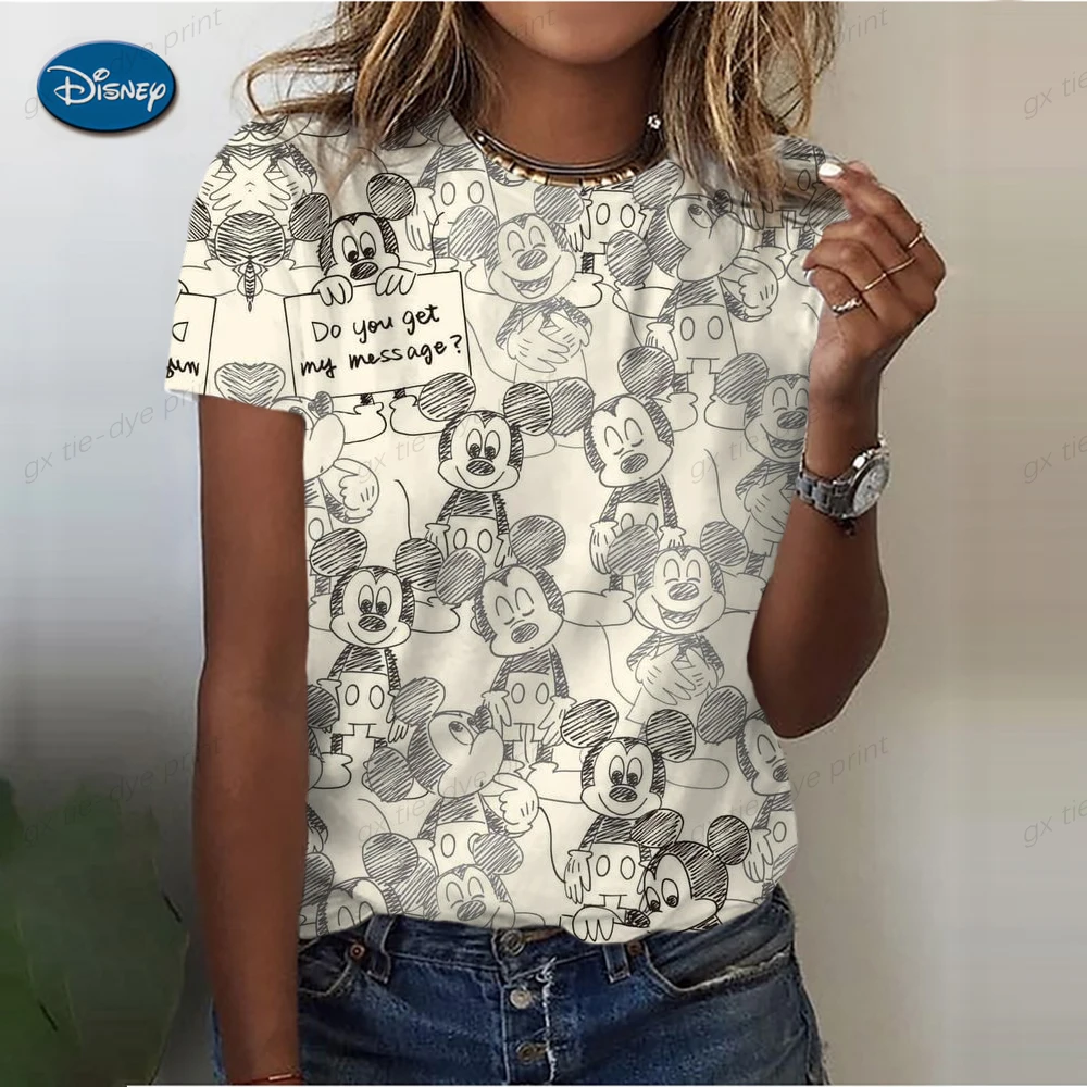 

Y2k Harajuku Oversized Tops Tees Woman Girls Clothing Summer Mickey Mouse 3D Print T-shirts Women Streetwear O-Neck T Shirt