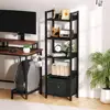 5 Tier Ladder Bookcase with Adjustable Shelves and Removable Fabric Drawer Living Room Bedroom Office Storage Organizer 3