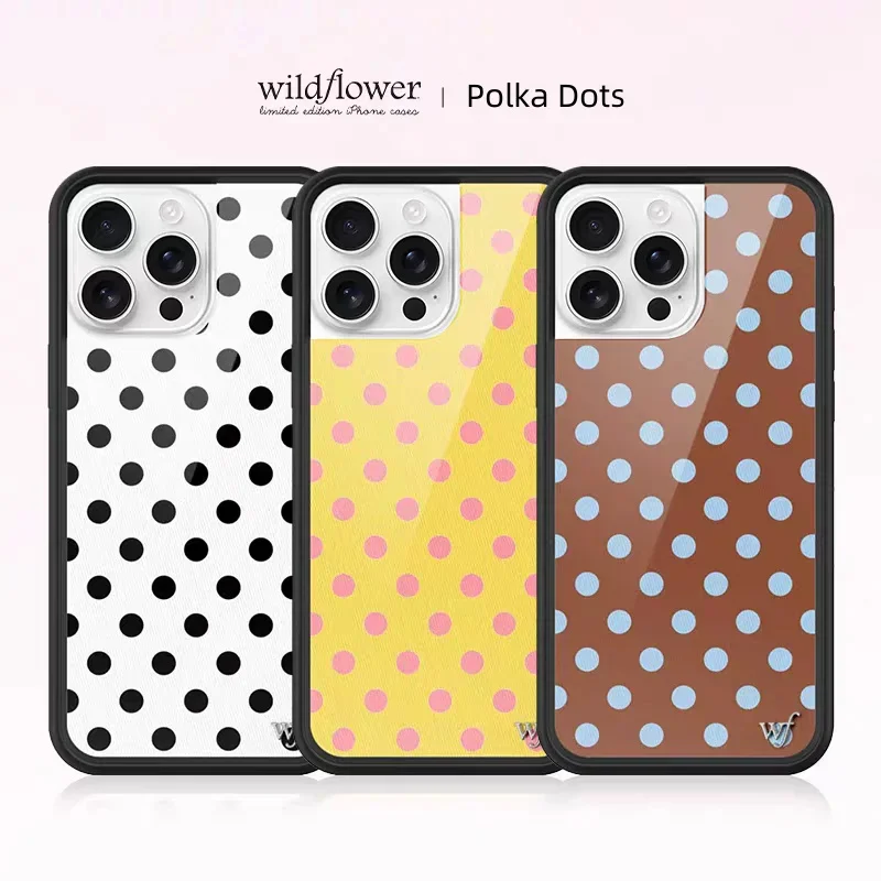 Wildflower 3D Cute Black white brown yellow Polka Dots wf