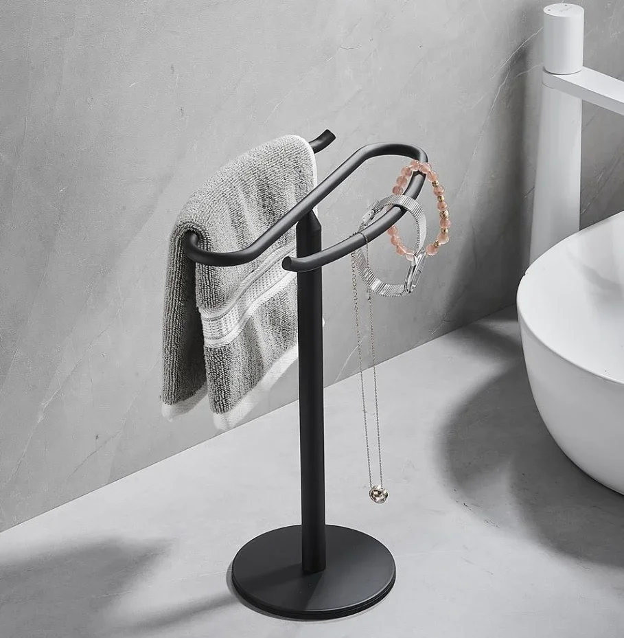 Gold free standing towel rack Kitchen steel bathroom hanging countertop bar washplate towel Stainless household