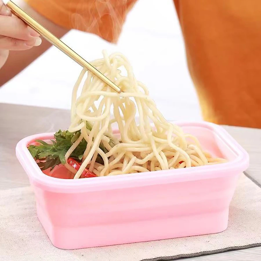 Foldable silicone lunch box is light, portable, high-temperature resistant and thickened outdoor picnic camping food storage box Kitchen Foldable silicone lunch box is light, portable, high-temperature resistant and thickened outdoor picnic camping food storage box Kitchen