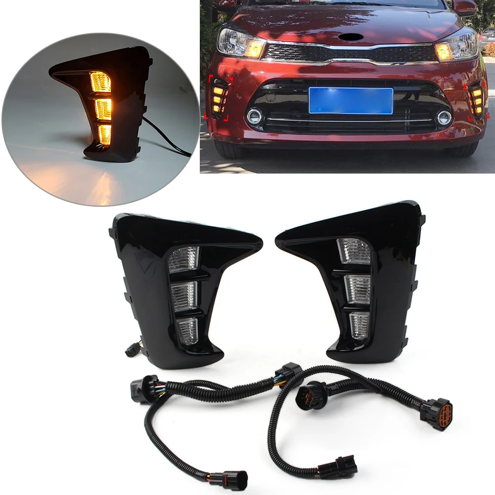 

1 Pair Car Daytime Running Light DRL Daylight Fog Lamp Turn Signals Indicator For KIA PEGAS 2018 2019 2020 2021 2022 2023