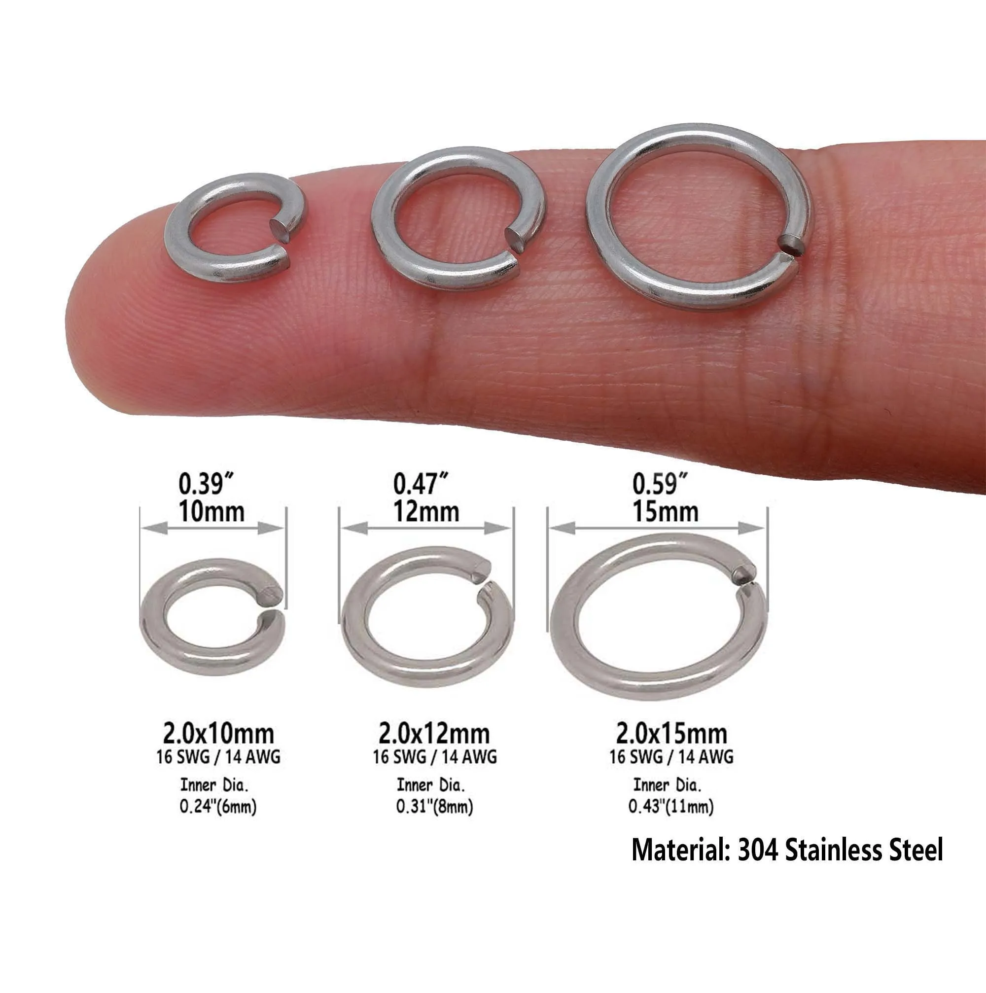 4000pcs 304 Stainless Steel Open Jump Rings Split Rings Metal