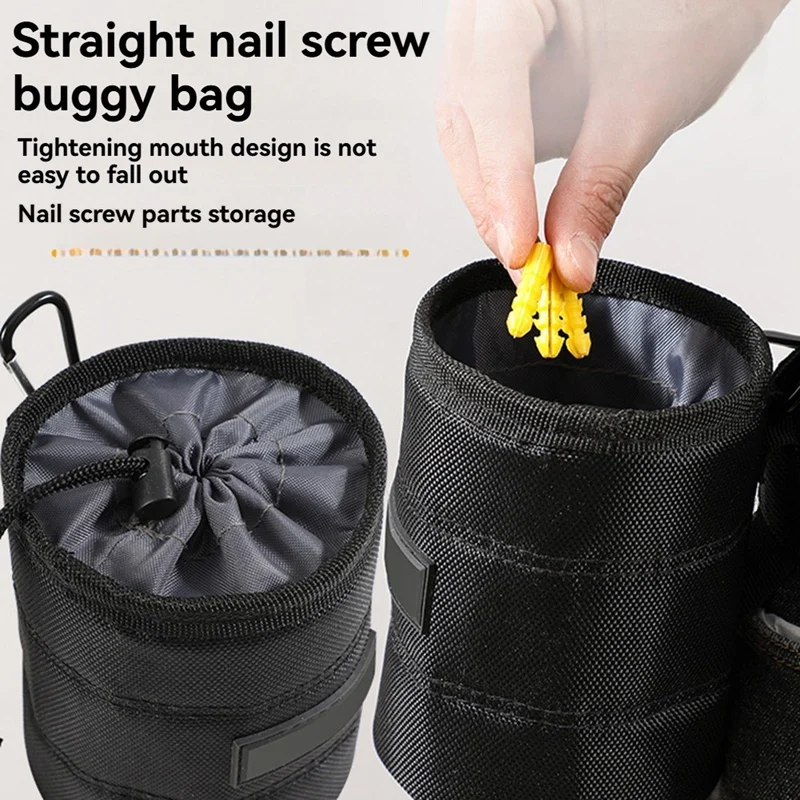 A81M New Nail Screw Storage Bag With Buckle Hanging Waist Nail Bucket Multifunctional Waist Pack Hanging Kit