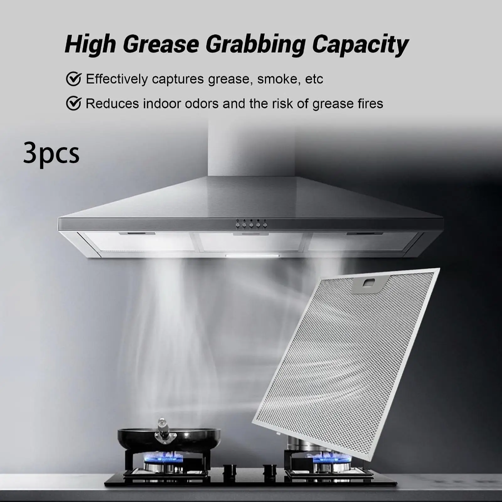 3 Pieces Range Hood Grease Filter WB02x24871 Kitchen Tool Accessory Supplies