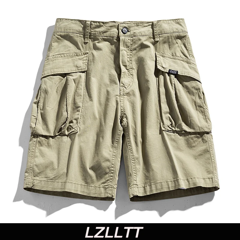 2023 Summer Men Cargo Cotton Shorts Abbigliamento Uomo Casual Solid Breeche Bermuda Beach Jogger Multi Pocket Shorts Uomo Dropshipping