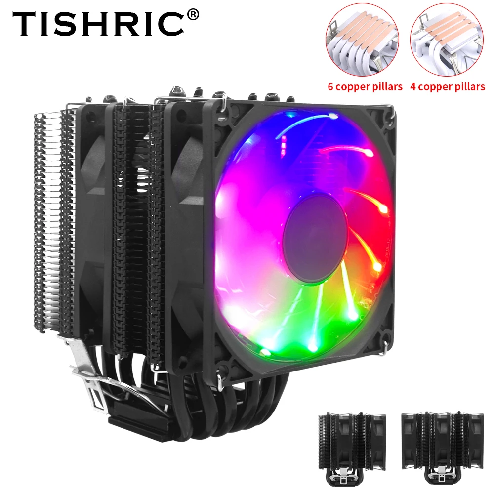 Tishric Cpu Cooler Fan 4/6 Heat Pipes 4 Pin Rgb Air Cooler Per Lntel Lga 1700 2011 1200 1150 1151 X79 X99 Am4 Am3 Ventola Di Raffreddamento