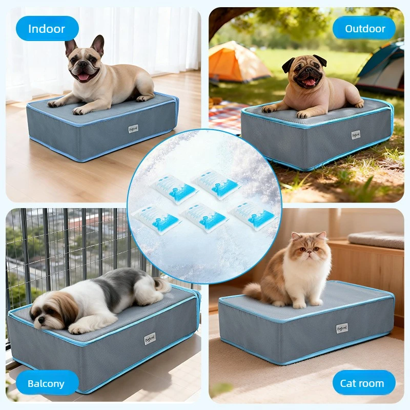 Cooling Dog Bed with 5 Ice Packs for Small Dogs 6