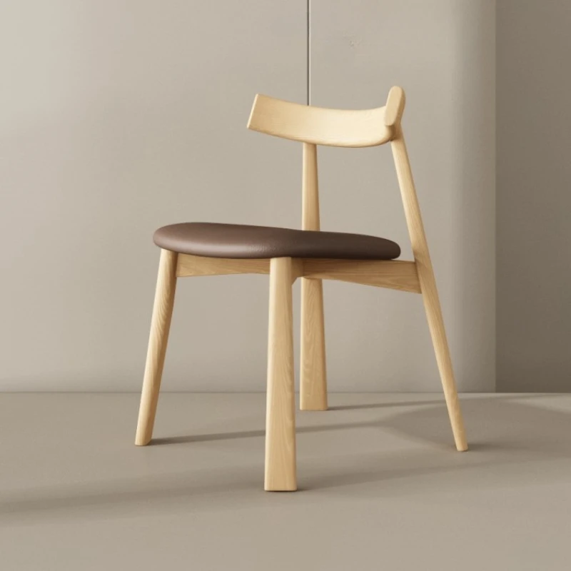 

Nordic Designer Wooden Dining Chairs Feature Ergonomic Relax Dining Chairs Outdoor PU Leather Sandalye Home Furniture YQ50DC