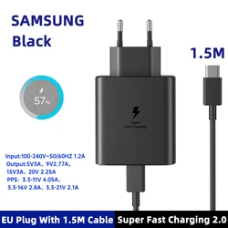 High - Power Samsung USB - C Fast Charger 45W - Black EU with 1.5m