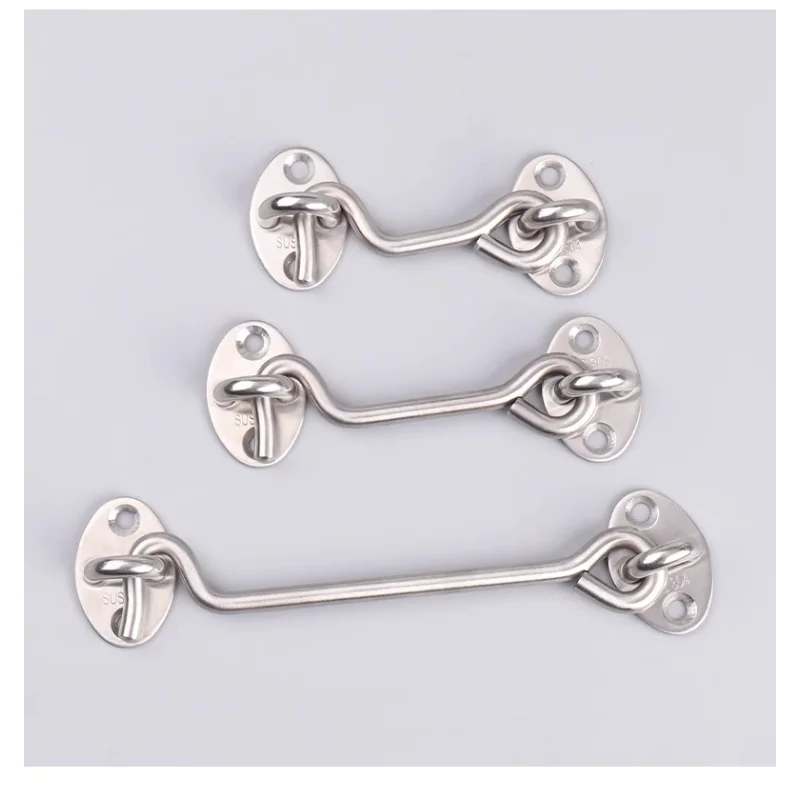 Heavy Stainless Steel Duty Privacy Hook and Eye Latch Lock with Screws Black Silver Barn Door Easy Locks Gate Latch Window Wind