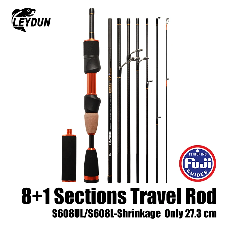 LEYDUN USOPP Fishing Rod 8+1 Sections S608UL S608L 27.3CM Travel