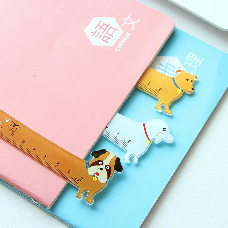 Kawaii Cute Lovely Puppy Dog Straight Ruler Student Stationery School Office Supply Measuring Sewing Drawing Gift 1 Piece