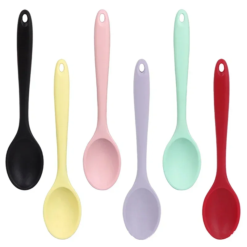 Long Handle Silicone Spoon Ramen Noodle Rice Salad Mixing Kitchen Teaspoon silicone spoon