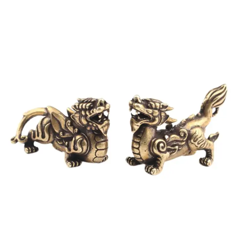 Statue Sculpture Kylin Qilin Figurine Brass Good Pi Yao Ornament Dashboard Shui Car Feng Gift Year New Keychain Charm Bi Animal