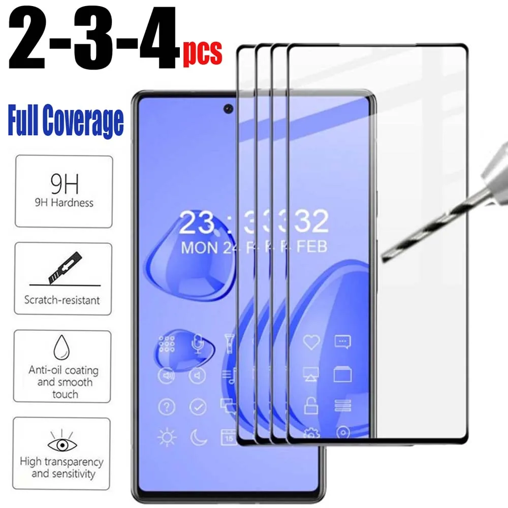 

2-3-4PC Tempered Glass for Google Pixel 7 7A 6a 6 5 8 Pro Screen Protector Full Coverage Anti Break HD Hard Film with Black Edge