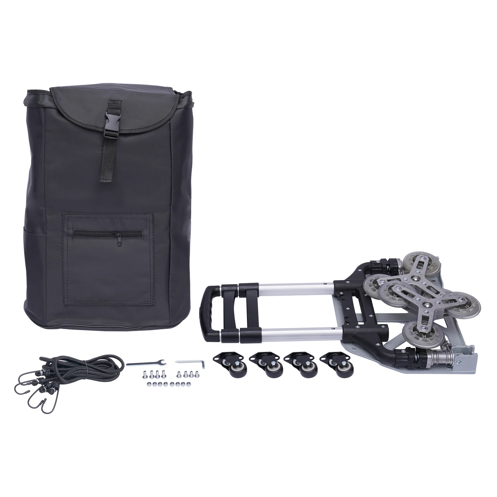 Mehrzweck-Klapp-Gepäckwagen aus Aluminium zum Treppensteigen, robuster Handwagen mit Tasche und Rädern – Detail 8