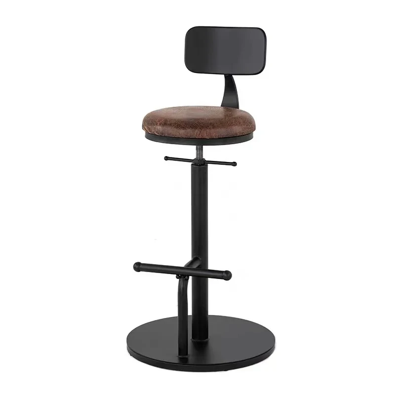 

Counter Metal Swivel Bar Chairs Modern PU Leather Comfortable Balcony Bar Chairs Retro Vanity Tabouret De Bar Furniture