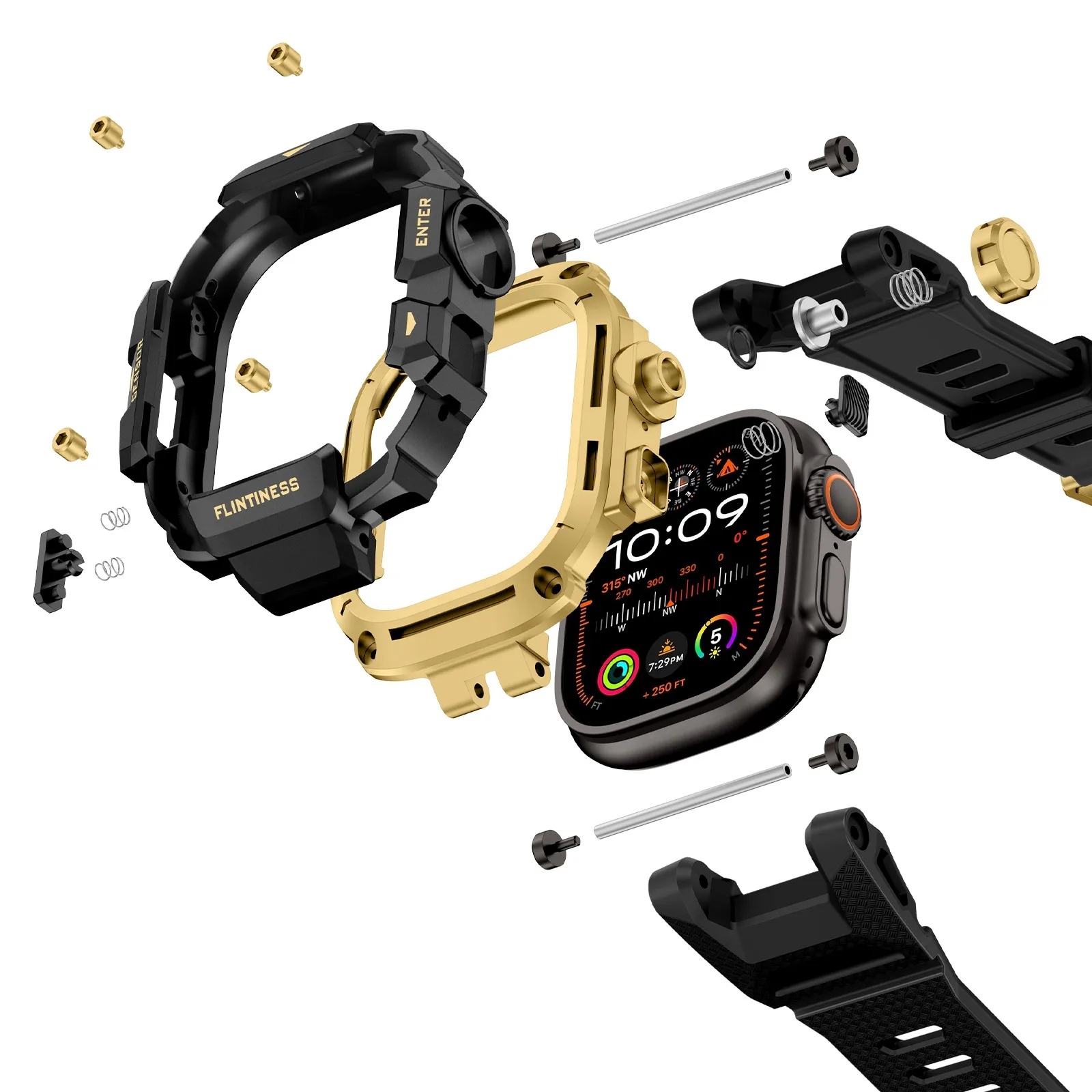 Enhanced Tactical Silicone Band with Metal Protective Case