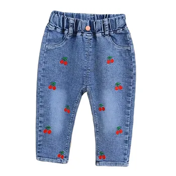 Girls Strawberry Embroidered Jeans 1