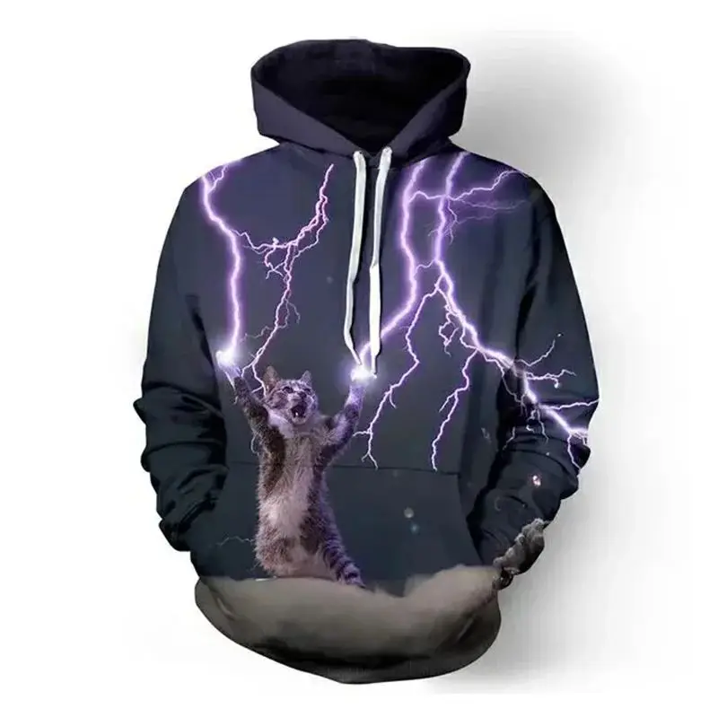 

Funny Anime Lightning Cat 3d Print Men's Laxity Hoodie Casual Oversized Pullover Popular Streetwear Fashion Hip Hop Men Clothing