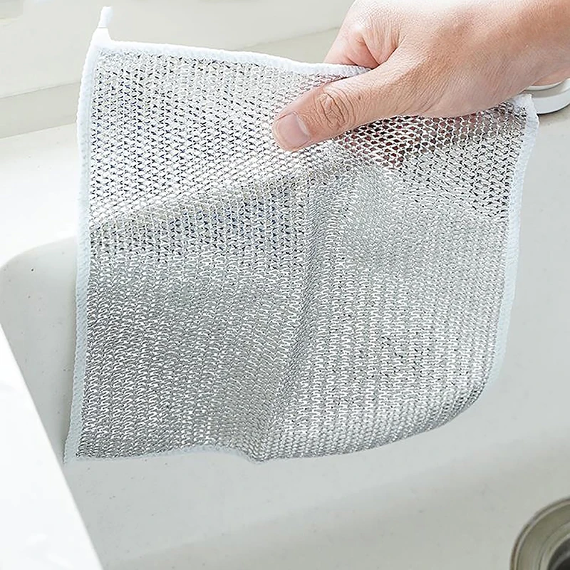 

1 Pc Reusable Nylon Non Harmful Double Sided Dish Towel Dish Brush Pot And Dish Cleaning Home Cleaning Kitchen Tools