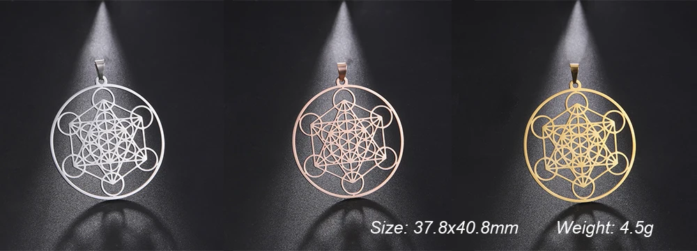 Diy Edelstahl Metatron Würfel Charms für Schmuckherstellung Großhandel Halskette Ohrringe Schlüsselanhänger Charm Amulett Anhänger Zubehör – Detail 8