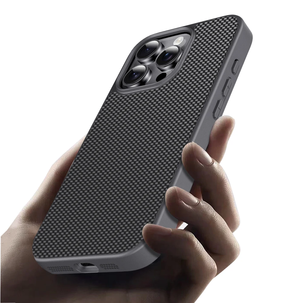 Kevlar Carbon Fibre Pattern Luxury Shockproof Matte Phone Case