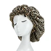 Large Double Layer Silky Satin Bonnet Women Beauty print Sleep Night Cap Head Cover Bonnet Hat for Curly Springy Hair Wholesale 3