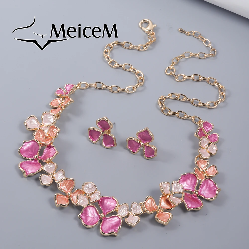 2024 Romantic Flowers Jewelry Sets Fashion Spring/Summer Earrings Necklace Set Mother's Day Gift Banquet Accessories for Women 1
