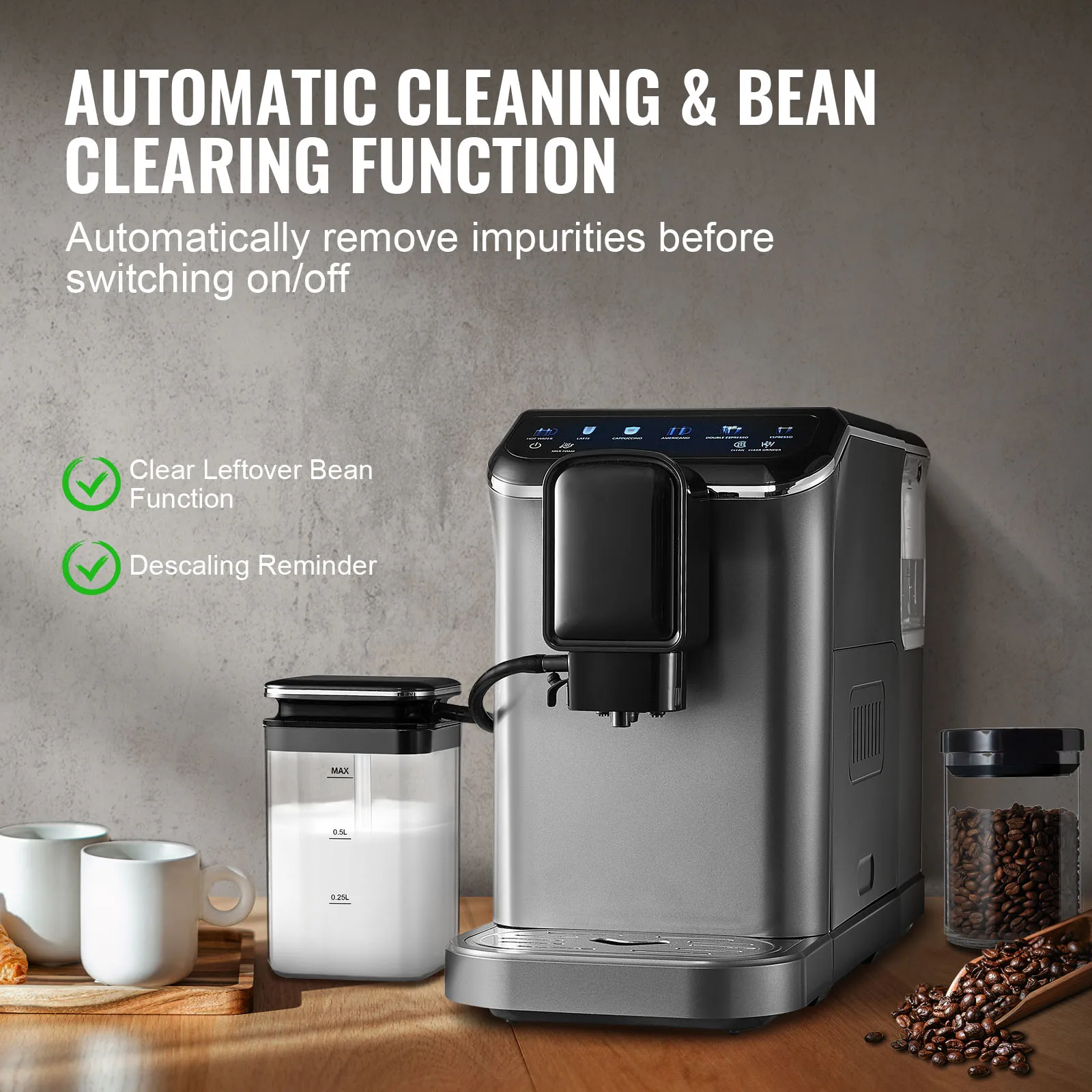 Automatic Espresso Machine with Color Touch Screen