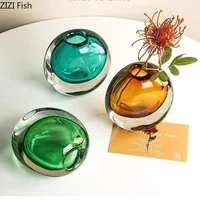 Creative Dual Color Glass Vase Artificial Flower Decorative Flowers Pots Desk Decoration Floral Arrangement Modern Home Decor 1